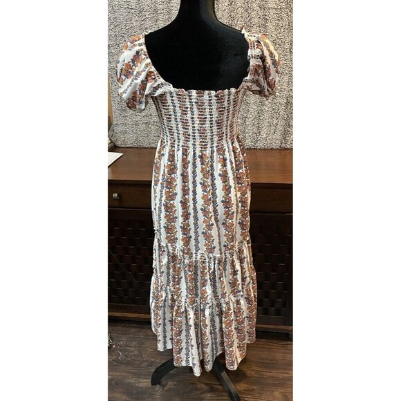 O.P.T One‎ Pretty Time Daphne Large Floral Smocked Short Sleeve Maxi Dress NEW - Picture 3 of 11